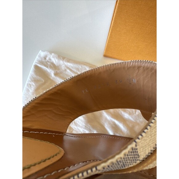 LOUIS VUITTON Classic Damier Azur Palma Flat Thong Sandals EU 39 US 9 Authentic - Picture 5 of 9